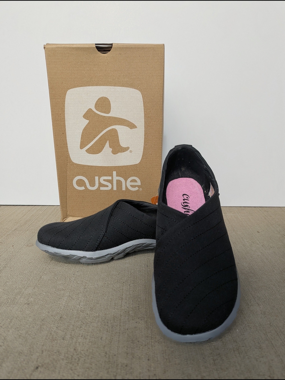 cushe Black Slip-On Women's Casual Moccasins/Sneakers with Gray Sole